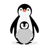 schattige pinguïn met kuiken cartoon vector