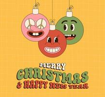 groovy Kerstmis groet kaart. vrolijk Kerstmis en gelukkig nieuw jaar groet kaart, poster, afdrukken, partij uitnodiging, achtergrond. vector