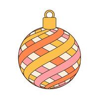 groovy retro Kerstmis bal. vrolijk Kerstmis retro stijl vector illustratie icoon