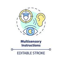 2d bewerkbare veelkleurig icoon multisensorisch instructies concept, gemakkelijk geïsoleerd vector, dyslexie dun lijn illustratie. vector