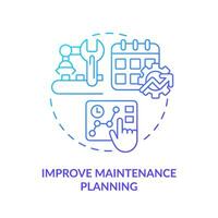 2d helling icoon verbeteren onderhoud planning concept, geïsoleerd vector, voorspellend onderhoud dun lijn illustratie. vector