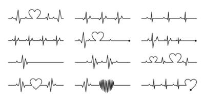 hart ritme illustratie met bewerkbare hartinfarct, kardiogram lijn illustratie vector