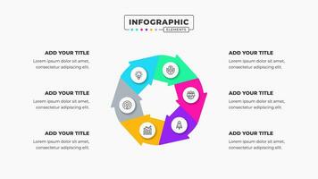 vector cirkel pijl bedrijf infographic elementen met 6 stappen of opties