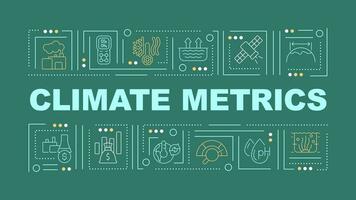 2d klimaat statistieken tekst met divers dun lijn pictogrammen concept Aan donker groen monochromatisch achtergrond, bewerkbare 2d vector illustratie.