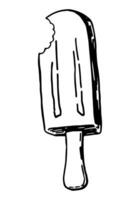 ijs room, ijs lolly clip art. single tekening van zomer zoet voedsel geïsoleerd Aan wit. hand- getrokken vector illustratie in gravure stijl.