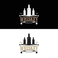 whisky logo ontwerp oud drinken fles gemakkelijk stijl retro wijnoogst bar restaurant sjabloon illustratie vector