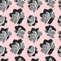 vector naadloze patroon contour bloemen met geopende bladeren en knoppen op een contrasterende achtergrond met stippen. botanische illustratie voor stoffen, textiel, wallpapers, papers, achtergronden.