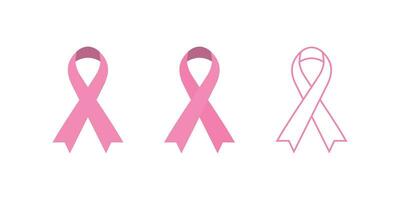 roze lint icoon set. ademt kanker dag illustratie symbool. Dames kanker bewustzijn vector