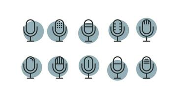 microfoon icoon set. podcast illustratie symbool. teken stem vector