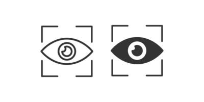 oog dichtbij omhoog zichtbaarheid knop icoon. scannen oog illustratie symbool. teken app knop vector