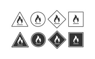 brandbaar materialen waarschuwing teken icoon. brand symbool. teken gas- vector vlak.