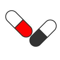 pil icoon. medisch drug symbool. pil wit rood en wit zwart kleuren vector. vector