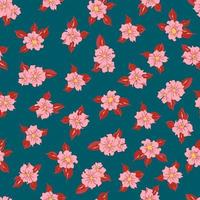 vector naadloze patroon contour bloemen met geopende bladeren en knoppen op een contrasterende achtergrond. botanische illustratie voor stoffen, textiel, wallpapers, papers, achtergronden.