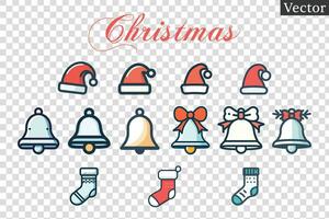 Kerstmis ontwerp vector elementen, ring klok, de kerstman hoed, sokken