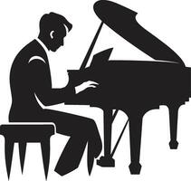 grondtoon maestro zwart icoon ritmisch pianist vector zwart ontwerp