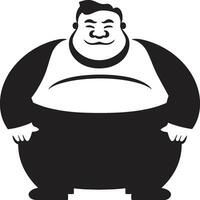 mollig trots donker icoon illustreren zwaarlijvigheid bewustzijn omtrek goeroe zwart logo van een portly figuur vector
