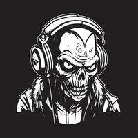 zombie dj beatmaker vector ontwerp zombie spinnen beats vector icoon