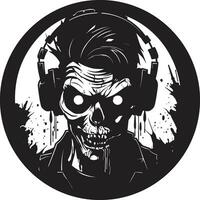 afschuwelijk sonisch resonantie elegant zombie vector zombie sonisch mengsel koptelefoon ontwerp beeld