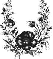 chique botanisch omhelzing vector bloem icoon elegant noir bloeien kader vector ontwerp