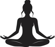 stralend rust zwart logo met yoga vrouw silhouet zalig bindt yoga houding vrouw vector icoon
