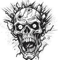 zombies onhandelbaar visie vector ontwerp zombies gestoord embleem gek schedel