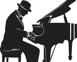 sleutel meesterschap artiest zwart vector icoon harmonisch pianist vector ontwerp