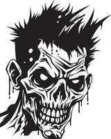 zombies bedlam gek schedel vector ongebreideld ondood symbool vector ontwerp