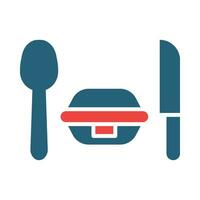 lunchbox glyph twee kleur icoon ontwerp vector