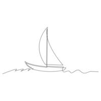 zee zeilboot doorlopend een lijn vector kunst tekening en illustratie