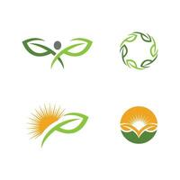 logo's van groene boom blad ecologie vector