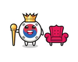 mascotte cartoon van de vlag van Zuid-Korea als een koning vector