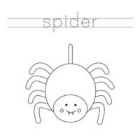 traceer de letters en kleur spin. handschriftoefeningen voor kinderen. vector