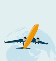 vliegtuig en globe achtergrond. vector illustratie