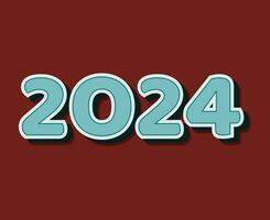 2024 gelukkig nieuw jaar abstract blauw grafisch ontwerp vector logo symbool illustratie met kastanjebruin achtergrond
