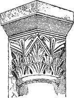 hoofdstad Karlovingisch, crypt van st-etienne bij, wijnoogst gravure. vector