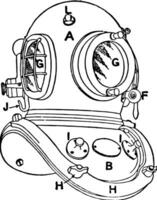duiken helm voorkant wijnoogst illustratie. vector