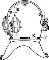 duiken helm kant wijnoogst illustratie. vector