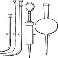 meerdere speciaal instrumenten gebruikt in de werkwijze van ei blazen, wijnoogst illustratie. vector