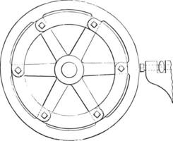 draaien hand- wielen, wijnoogst illustratie. vector