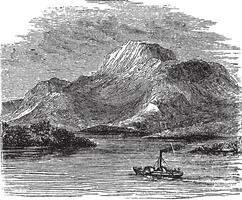 fjord lomond Aan hoogland grens fout Schotland wijnoogst gravure vector