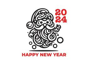 de kerstman claus abstract logo tekening gelukkig nieuw jaar 2024 gemakkelijk elegant groet kaart vector