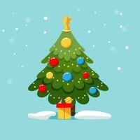 Kerstmis boom met geschenk vector illustratie