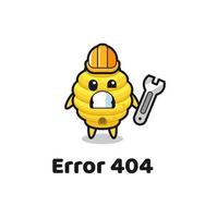 error 404 met de schattige bijenkorfmascotte vector