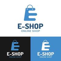 letter eerste e boodschappentas voor online winkel logo ontwerpsjabloon vector