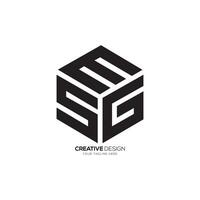 brief s m g zeshoekig vorm eerste abstract monogram logo ontwerp vector