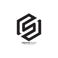 brief cs modern zeshoek creatief lijn kunst abstract veelhoek monogram logo vector