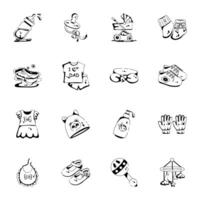 handig verzameling van baby accessoires glyph pictogrammen vector