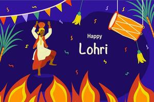 gelukkig lohri festival van Indië groet kaart sjabloon. vector illustratie