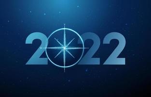 abstracte gelukkig 2022 nieuwjaarswenskaart met kompas