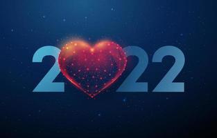 abstracte gelukkig 2022 nieuwjaarswenskaart met hartvorm vector